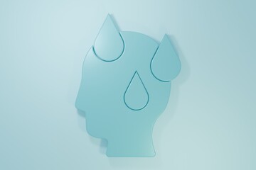 Blue High human body temperature or get fever icon isolated on blue background. Disease, cold, flu symptom. Minimalism concept. 3D render illustration