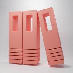 Pink Office folders with papers and documents icon isolated on pink background. Office binders. Archives folder sign. Minimalism concept. 3D render illustration