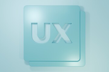 Blue UI or UX design icon isolated on blue background. Minimalism concept. 3D render illustration