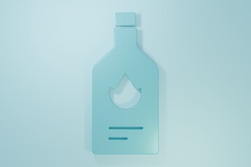 Blue Tabasco sauce icon isolated on blue background. Chili cayenne spicy pepper sauce. Minimalism concept. 3D render illustration