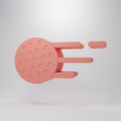 Pink Golf ball icon isolated on pink background. Minimalism concept. 3D render illustration