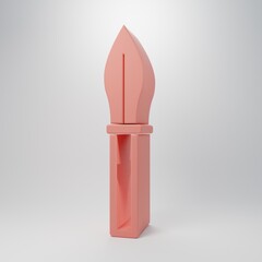 Pink Medieval spear icon isolated on pink background. Medieval weapon. Minimalism concept. 3D render illustration