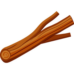 A simple illustration of a brown wooden stick with two prongs and a visible wood grain texture isolated on a white background