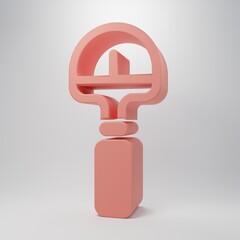 Pink Shovel icon isolated on pink background. Gardening tool. Tool for horticulture, agriculture, farming. Minimalism concept. 3D render illustration