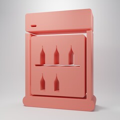 Pink Commercial refrigerator to store drinks icon isolated on pink background. Perishables for store or supermarket. Minimalism concept. 3D render illustration