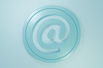 Blue Mail and e-mail icon isolated on blue background. Envelope symbol e-mail. Email message sign. Minimalism concept. 3D render illustration