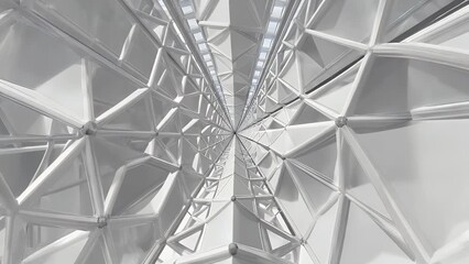 abstract artistic composition utilizing geometric shapes and layers to create an illusion of spatial depth and dimension in monochromatic tones of light and dark - Powered by Adobe