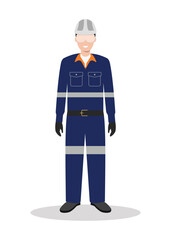 Oil and gas mining technicians wear full uniforms. Stock Illustration