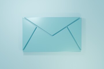 Blue Mail and e-mail icon isolated on blue background. Envelope symbol e-mail. Email message sign. Minimalism concept. 3D render illustration