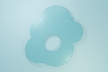 Blue Scrambled egg icon isolated on blue background. Home cooked food, fried egg, healthy breakfast, omelet icon. Minimalism concept. 3D render illustration