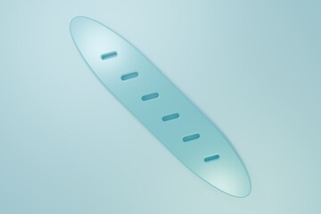 Blue French baguette bread icon isolated on blue background. Minimalism concept. 3D render illustration