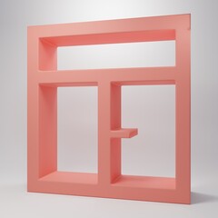 Pink Window in the room icon isolated on pink background. Minimalism concept. 3D render illustration