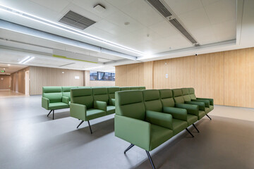 Sofa seats in the modern hospital lobby