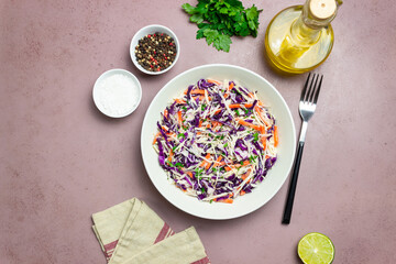 Coleslaw salad. Healthy eating. Vegetarian food. Diet.