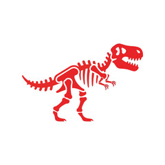 Roaring red dinosaur skeleton icon for educational and fun themed projects