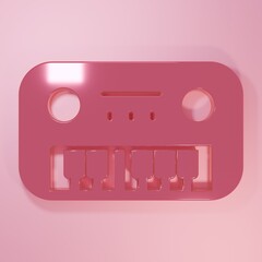 Obraz premium Pink Toy piano icon isolated on pink background. Children toy. Minimalism concept. 3D render illustration