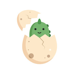 Adorable baby dinosaur hatches from cracked egg cute prehistoric creature art