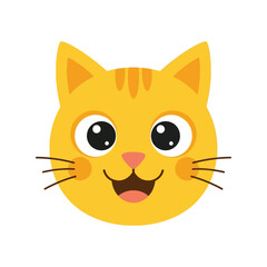 Cute adorable orange tabby cat face with big eyes and pink nose cartoon art