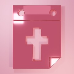 Obraz premium Pink Calendar death icon isolated on pink background. Minimalism concept. 3D render illustration