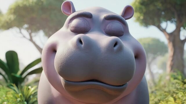 Hippo Nodding Head Repeatedly Silly Stock Footage