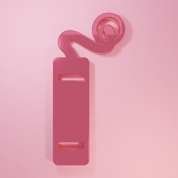 Pink Detonate dynamite bomb stick icon isolated on pink background. Time bomb - explosion danger concept. Minimalism concept. 3D render illustration
