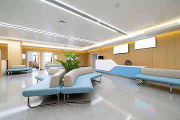 Reception area in the hospital lobby.