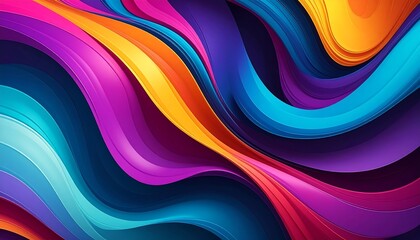 Abstract waves of magenta, blue, turquoise, orange, and purple flowing in swirling patterns