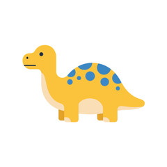 Cute cartoon brontosaurus dinosaur character with blue spots cheerful and friendly