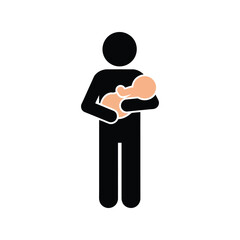 Parent holding newborn baby simple silhouette symbol of family and love