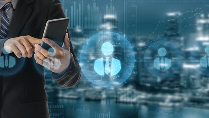 Digital recruitment and online hiring, virtual headhunting, smart recruitment platforms, talent...