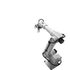 Modern white robotic arm ready for automation