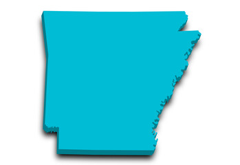 Arkansas map. 3d Map of Arkansas state with color. United State of America, US, United State