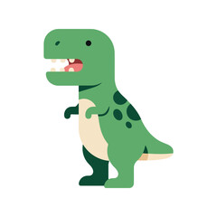 Cute cartoon green tyrannosaurus rex dinosaur with a big smile ready for fun