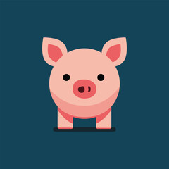 Cute Pig Icon – Flat Cartoon Style