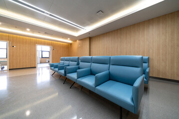 Sofa seats in the modern hospital lobby