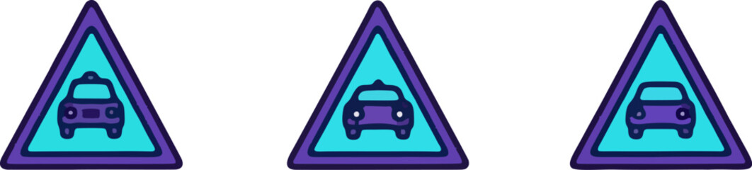 Car Warning Signs Set.