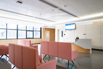 Reception area in the hospital lobby.