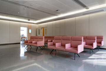 Sofa seats in the modern hospital lobby