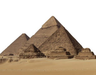 Majestic pyramids of Giza stand tall amidst the golden sands of Egypt, ancient wonders of the world beckoning adventure