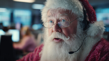 Santa Claus work in call center