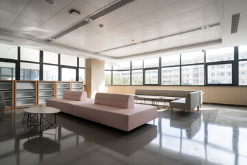 Sofa seats in the modern hospital lobby