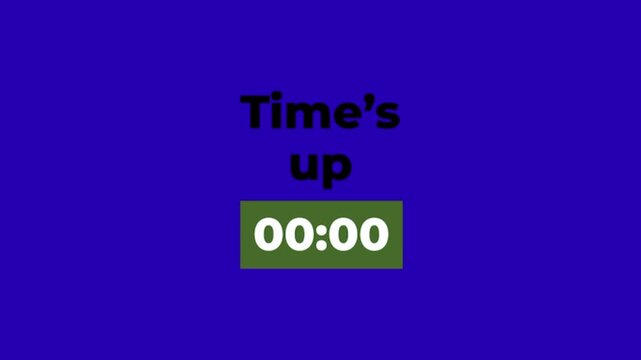 2d render of a times up label on blue background