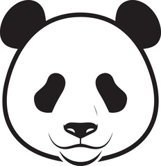 Adorable panda bear face simple line drawing cute animal graphic art isolated on transparent background