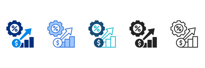 Inflation Control Icon Set Multiple Style Vector Illustration 
