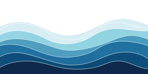 Abstract blue wave background layered wavy lines in shades of blue vector illustration for graphic design projects