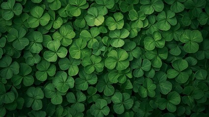 A seamless background filled with fresh green clover leaves, natural lighting, high detail, realistic texture, soft shadows, macro photography style.