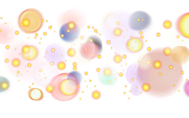 Glittering gold bokeh overlay effect PNG christmas background, Abstract blurred glowing bokeh dust seamless effect transparent background 