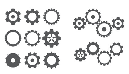 gear cogwheel mechanism icon set