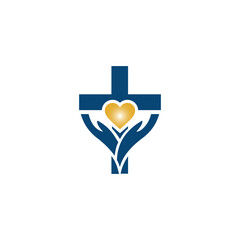 Christian Cross and Heart Logo Design