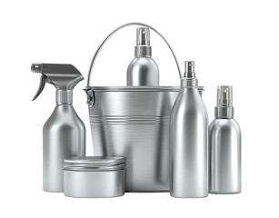 Professional cleaning kit with spray bottles and bucket, ready for your business needs